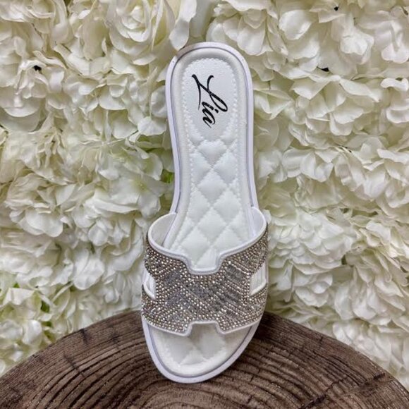 White Sandal with Gem Detailing - Picture 1 of 1